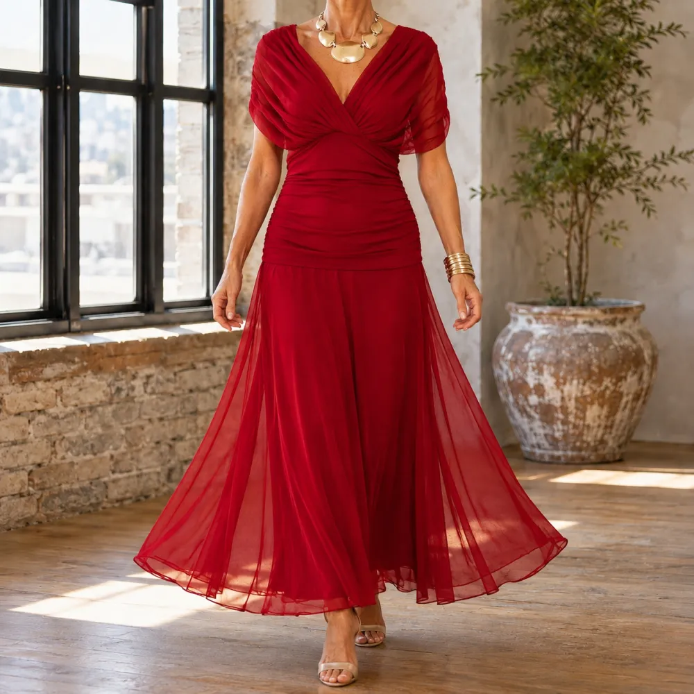 Classic Refined Women's Draped Maxi Dress