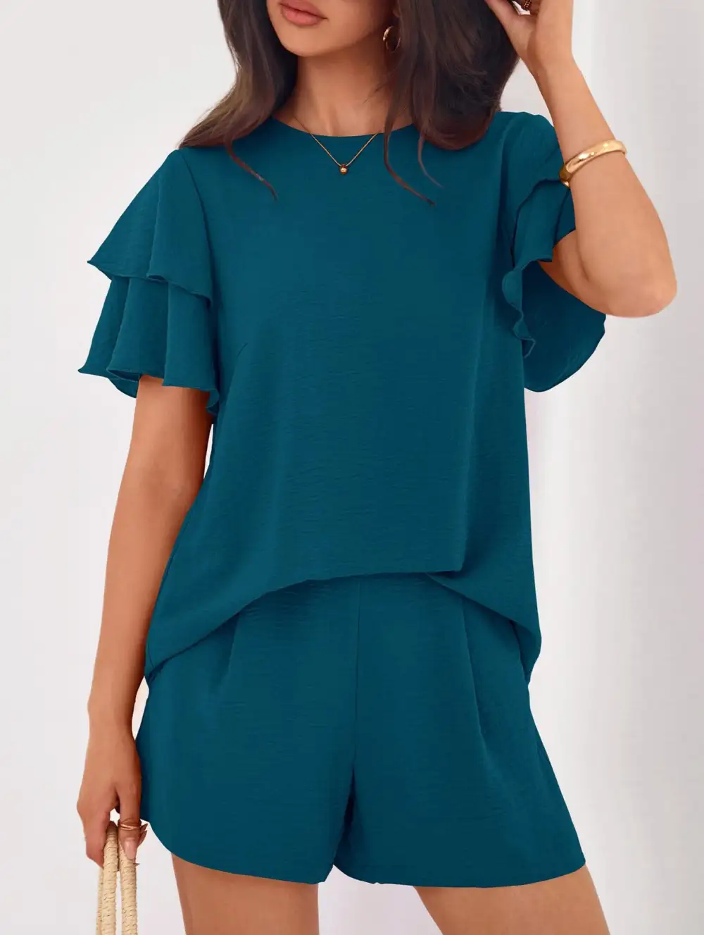 Crew Neck Top Two Piece Set