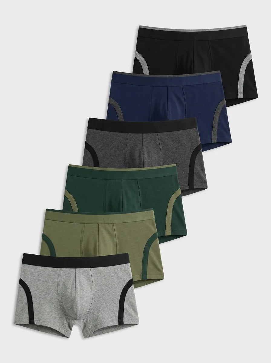 Men's Contrast-Panel Trunk Brief Set