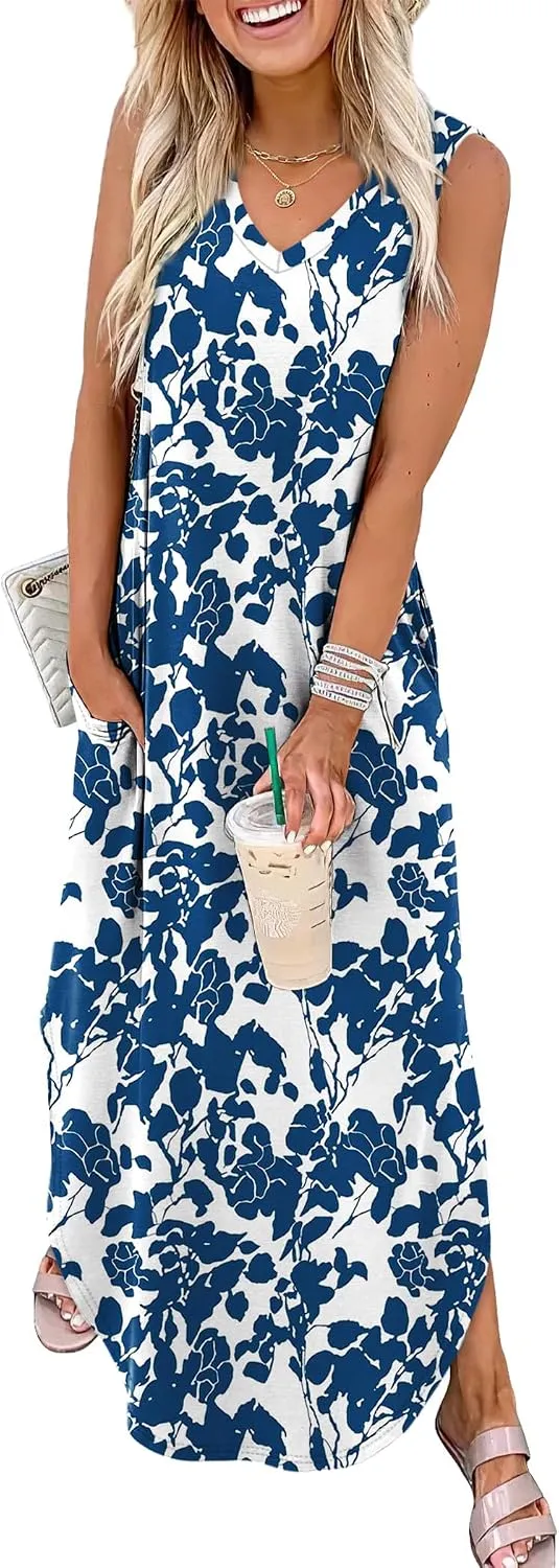 Sampeel Summer Dresses Maxi Dress Vacation Beach Sundresses 2025 with Pockets