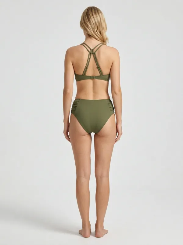 Women's High-Waisted Ring-Detail Ribbed Bikini Set
