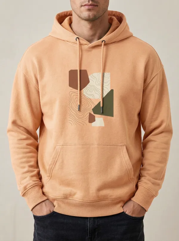Men's Everyday Abstract Geometric Topographic Print Hoodie