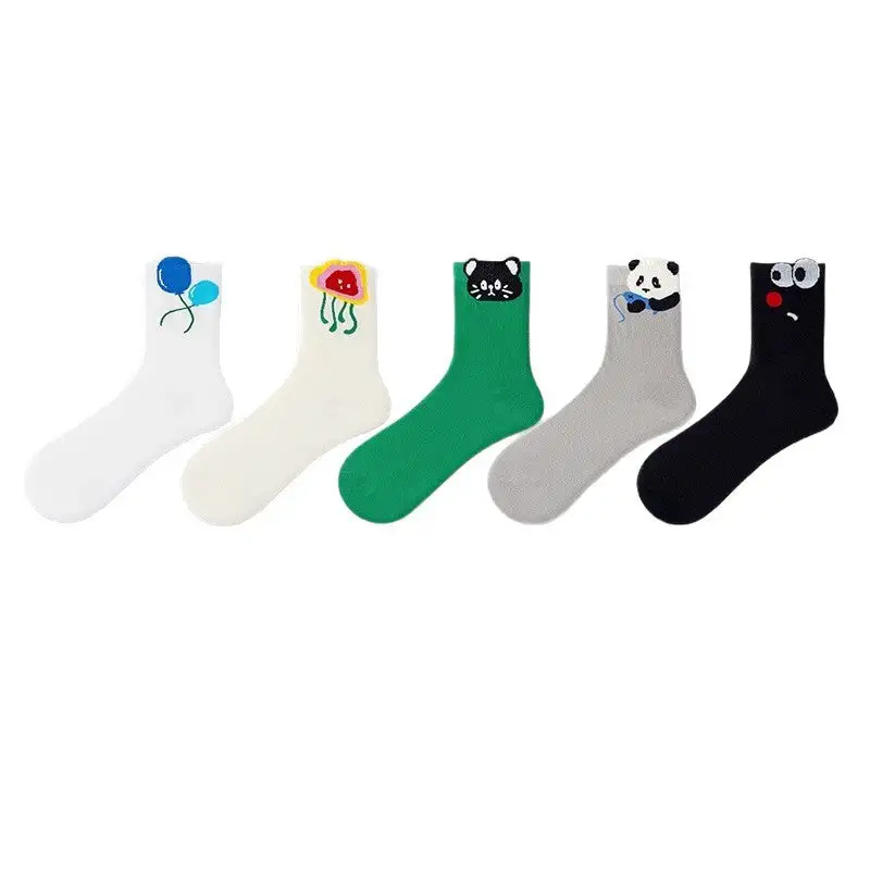 Whimsical Cartoon Cotton Crew Socks