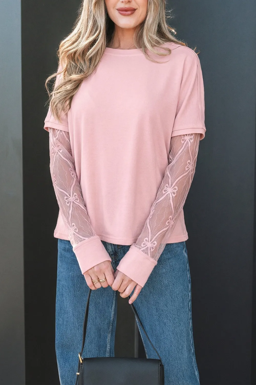Women's Solid Textured Long Sleeve T-Shirt