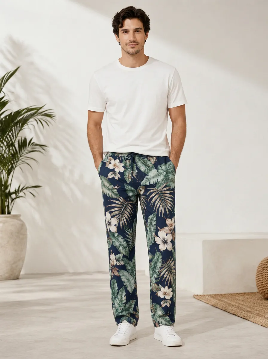 Weekend Ready Graphic Print Floral Print Check Print Men's Printed Casual Pants