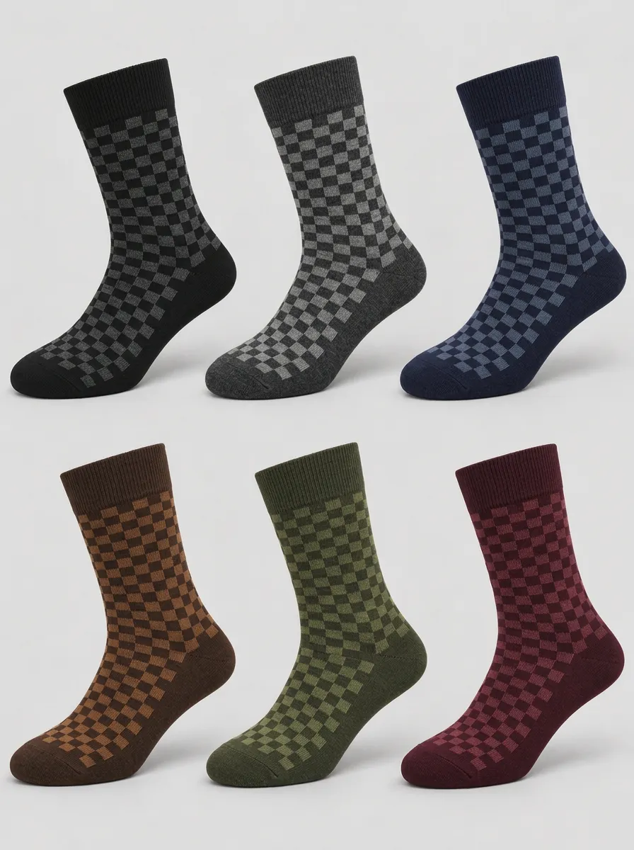 Men's Checkered Crew Socks 6-Pack