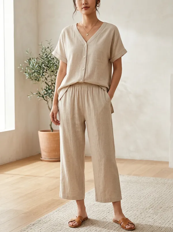 Comfort-Look Women's V-Neck Casual Lounge Set