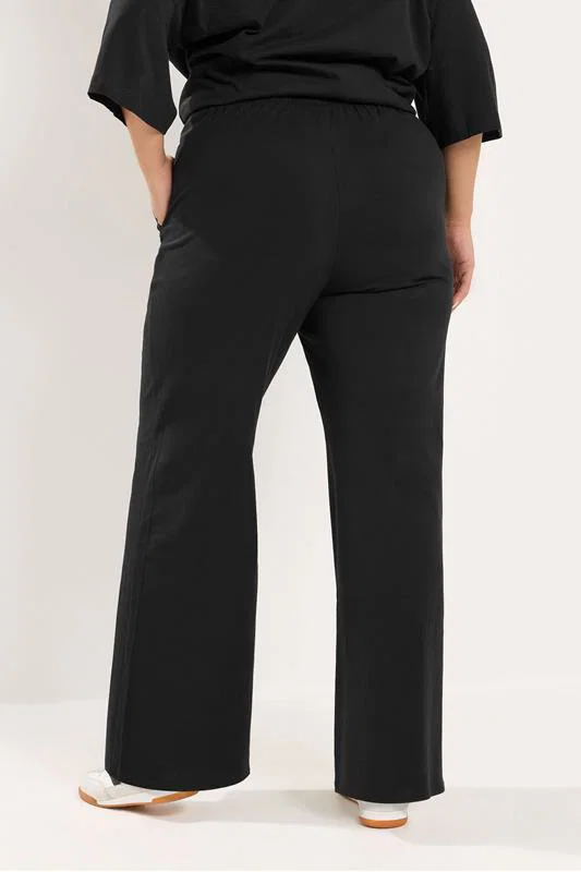 Black Cotton Wide Leg Trousers detail 2