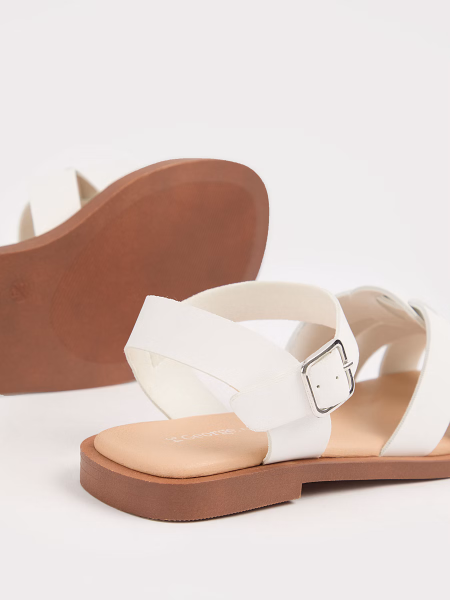 White Gladiator Sandals detail 2