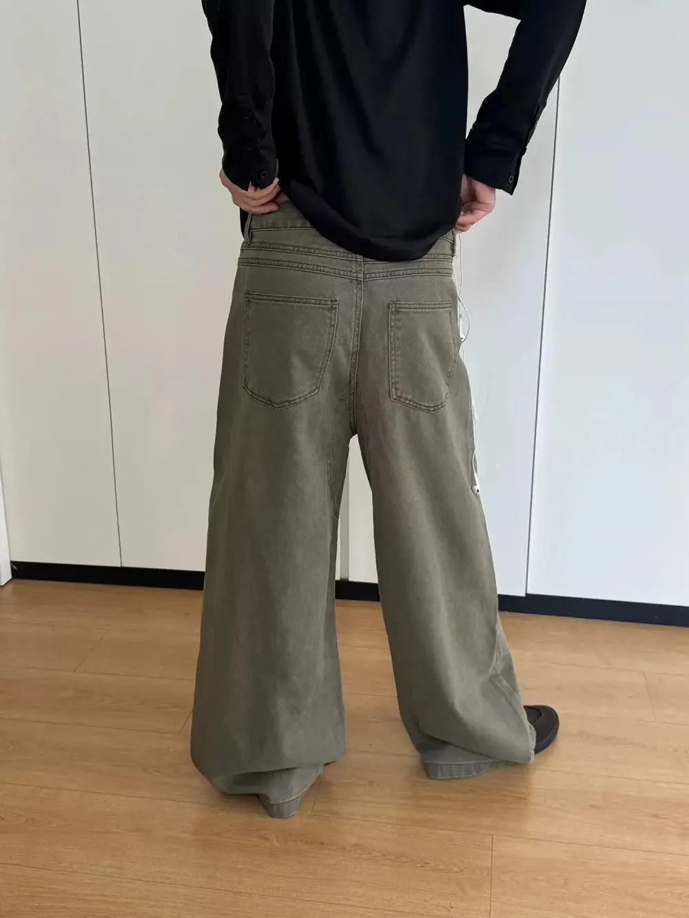 Solid Structured Wide Leg Jeans