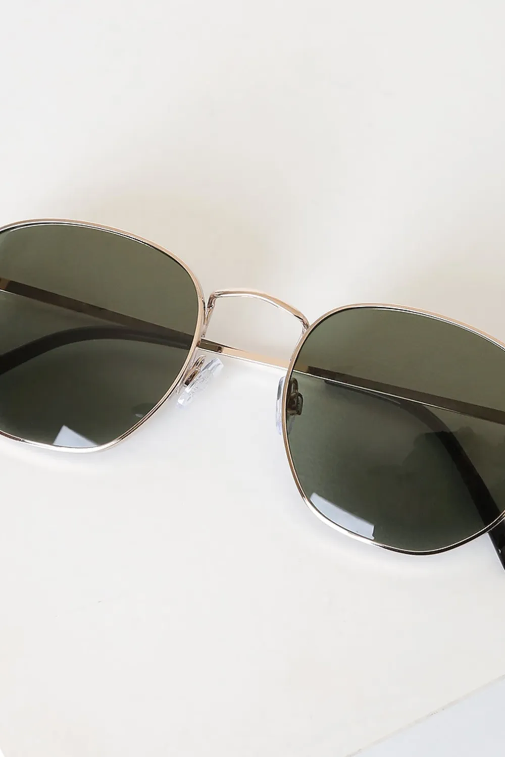 Versatile Golden Hexagonal Sunglasses