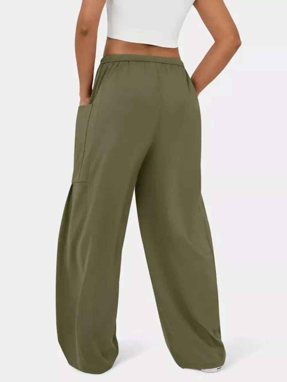 High Waisted Drawstring Wide Leg Pants