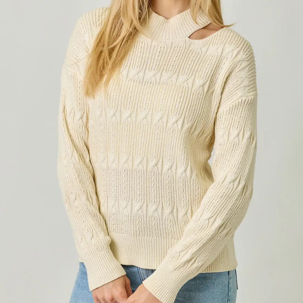 Cutout Mock Neck Sweater