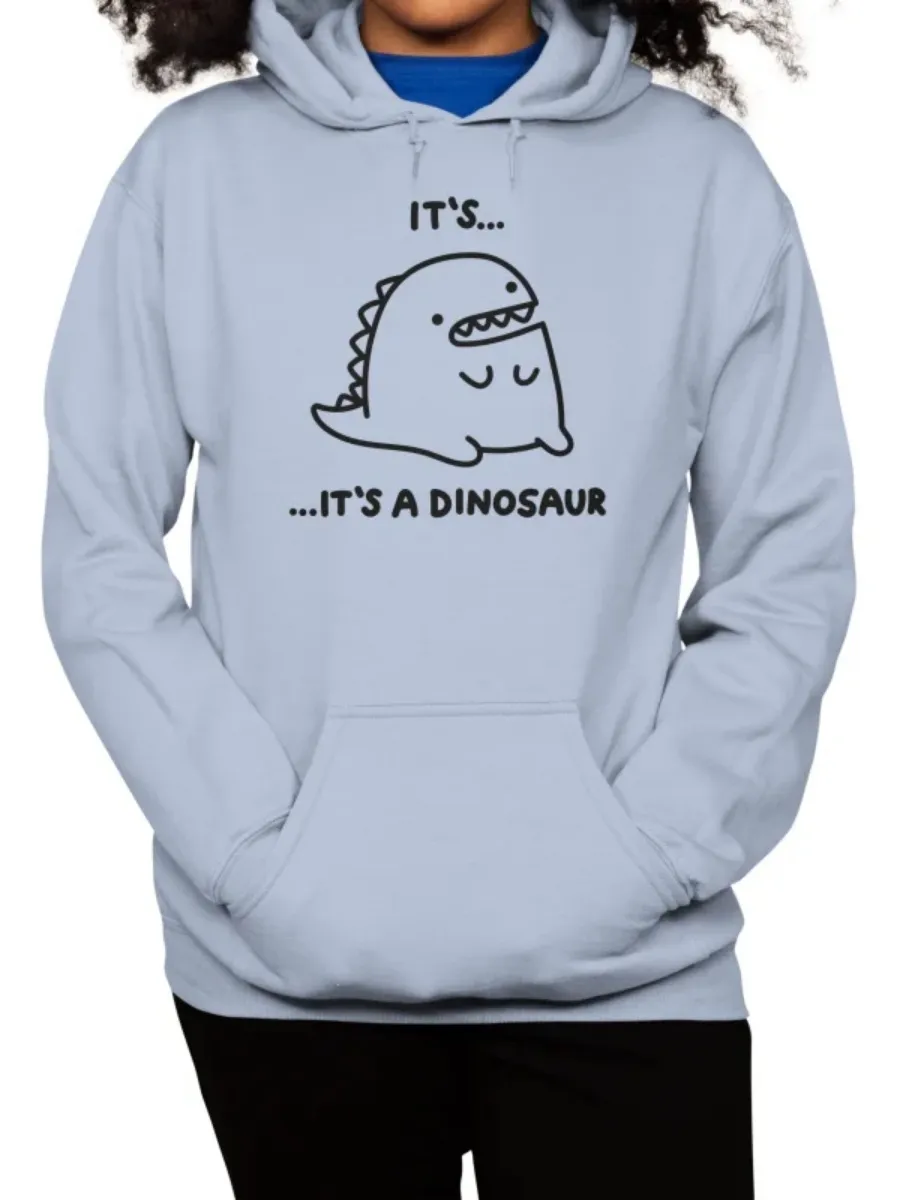 Pocketed Dinosaur Graphic Hoodie