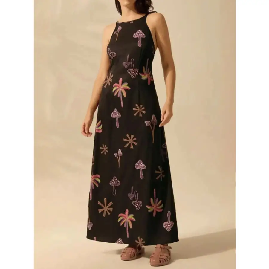 Soft Printed Sleeveless Maxi Dress