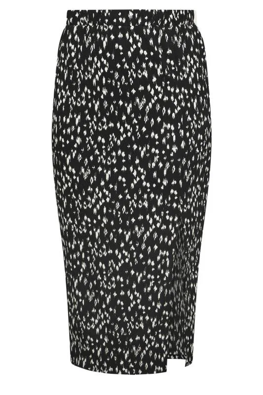 Black Abstract Print Textured Midaxi Skirt detail 4