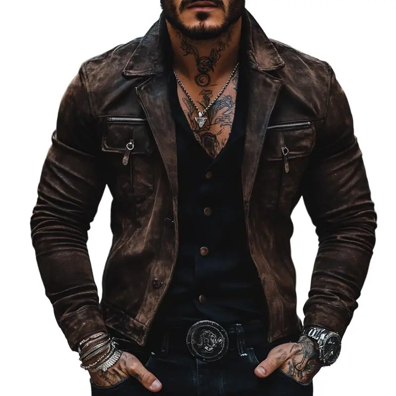 Suede Button Distressed Jacket