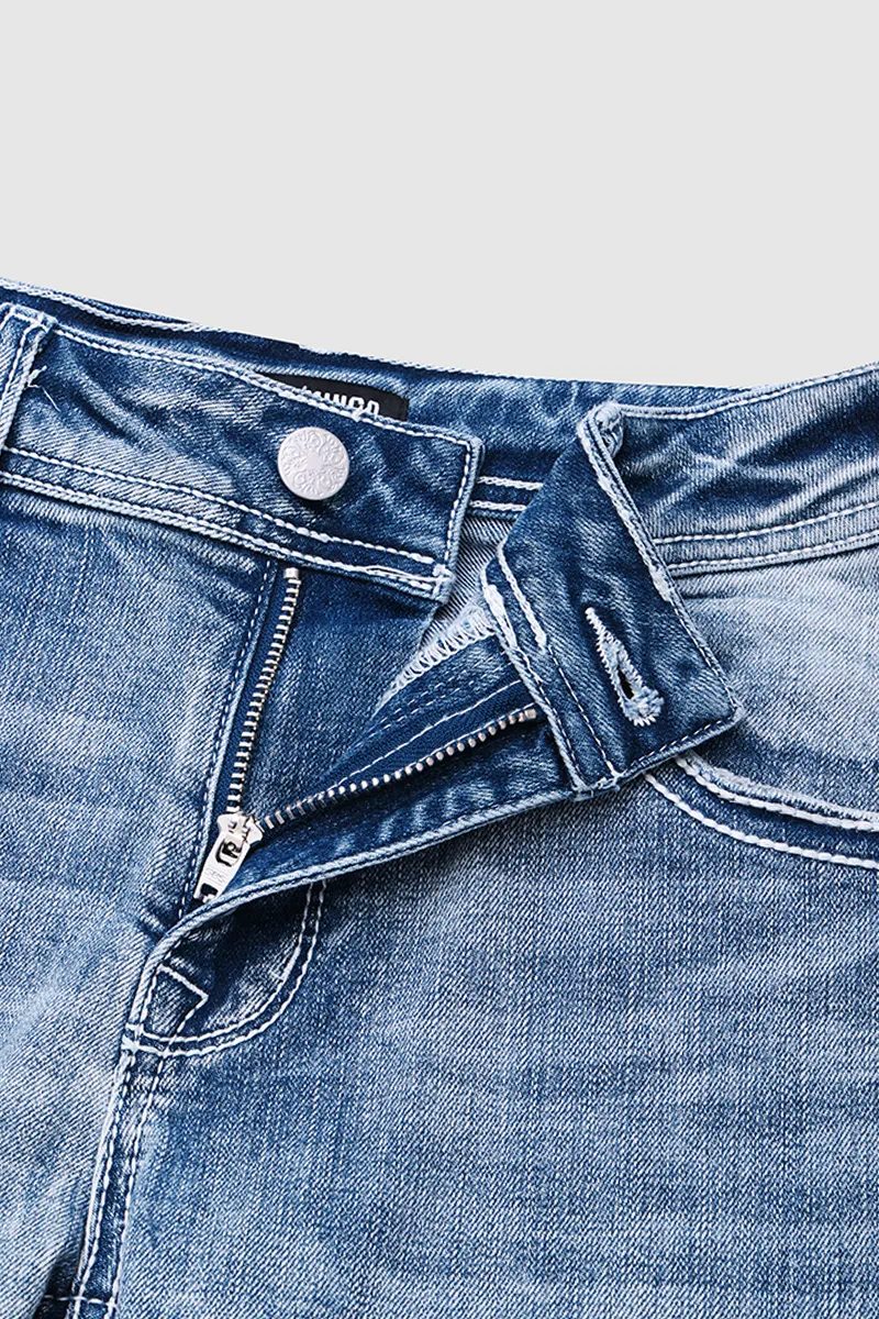 Ripped Low Waist Capris Jeans