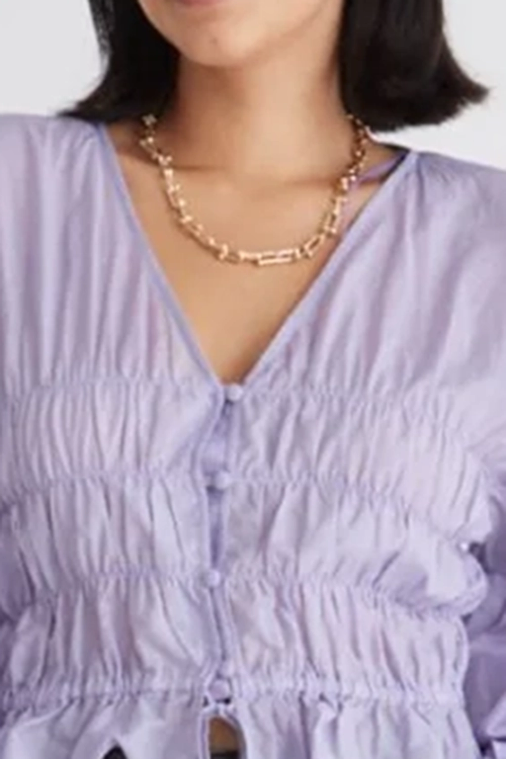 Purple Cropped Tie - Front Blouse