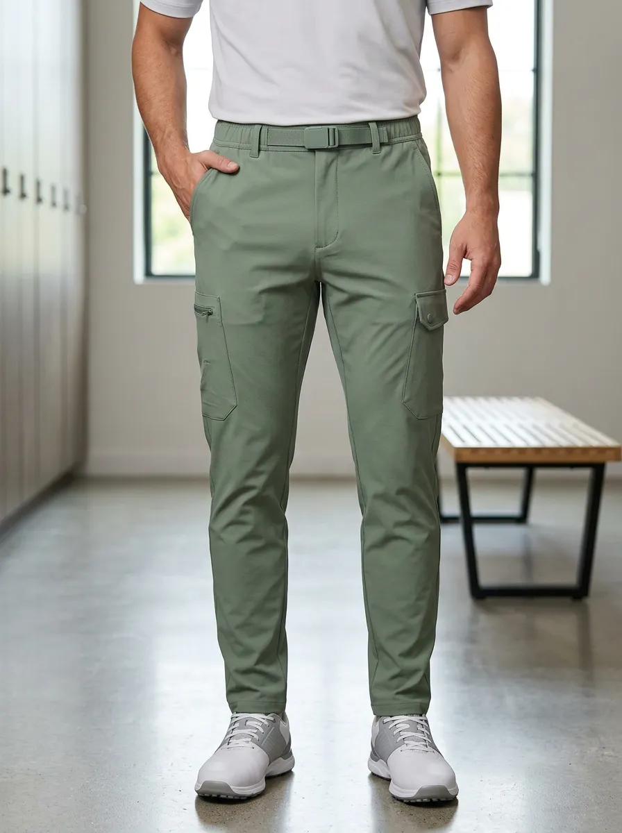 Men's Golf Sport Olive Green Cargo Utility Pants