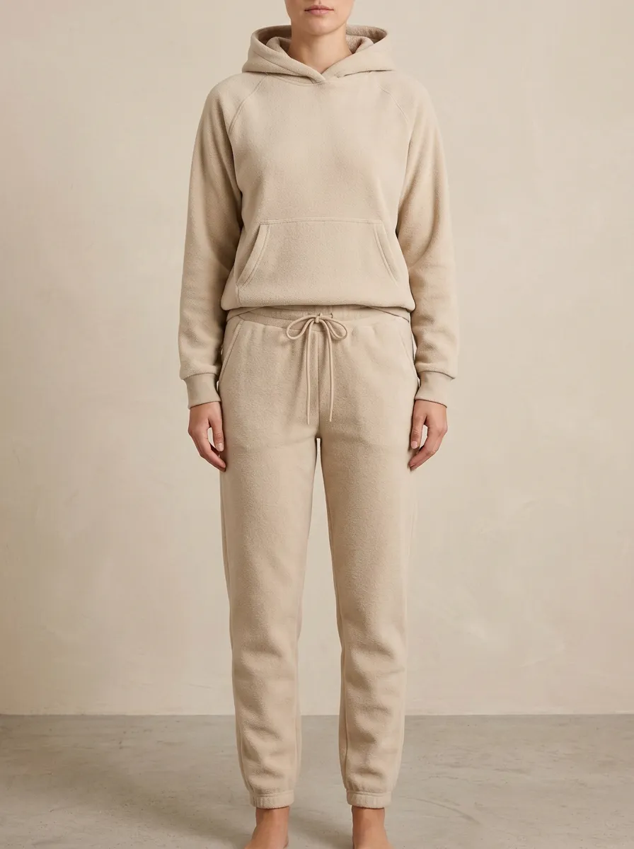 Women's Raglan-Sleeve Hoodie And Ribbed-Cuff Jogger Fleece Lounge Set