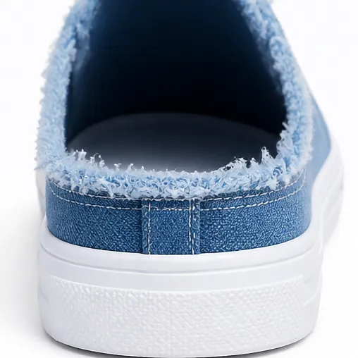 Frayed Denim Slip On Sneakers