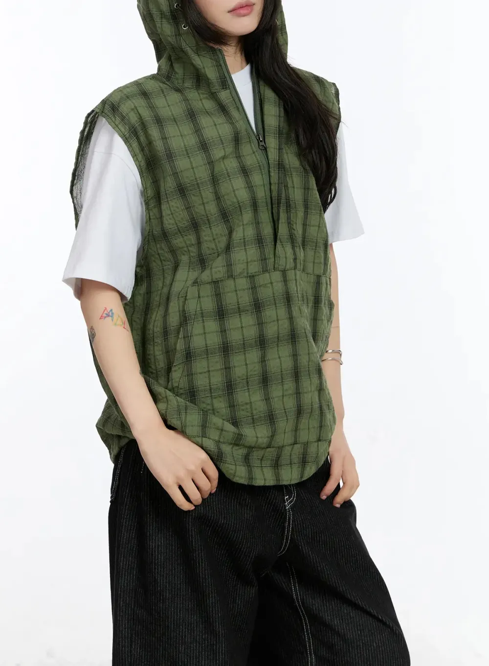 Checkered Hooded Vest