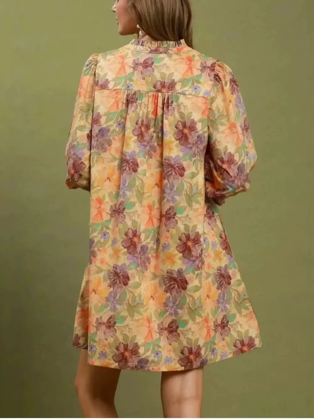 Floral Long Sleeve Short Sleeve Mini Dress
