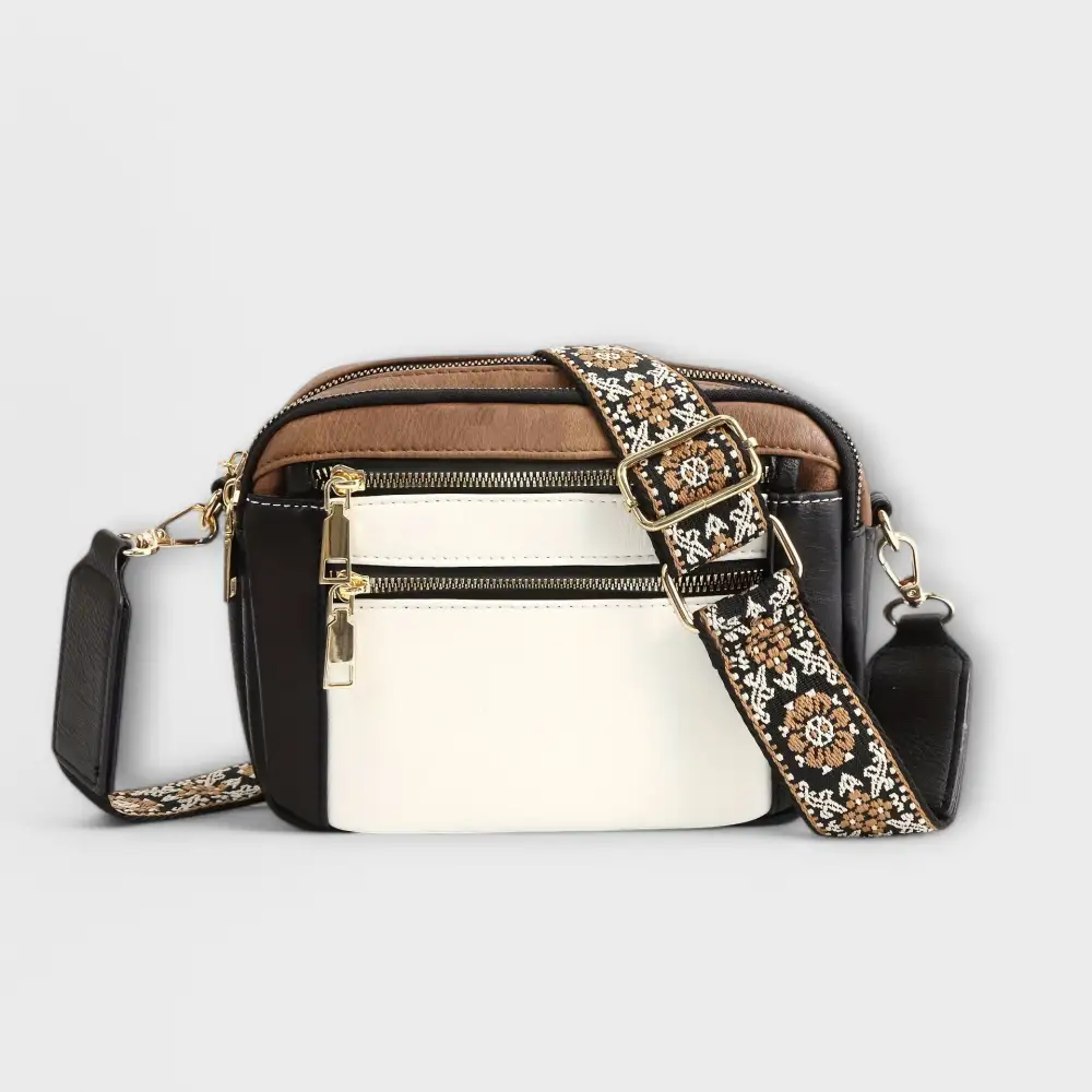 Latch Front Vegan Leather Crossbody Bag