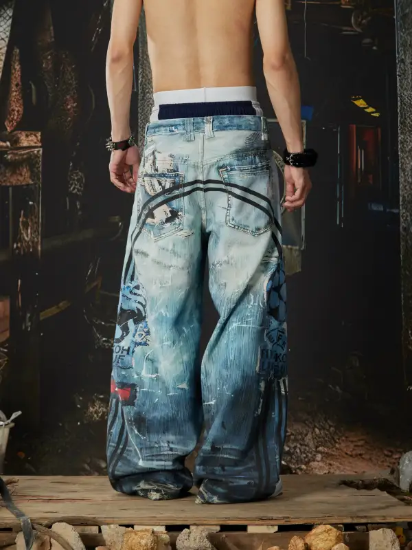 Jogger Distressed Washed Jeans