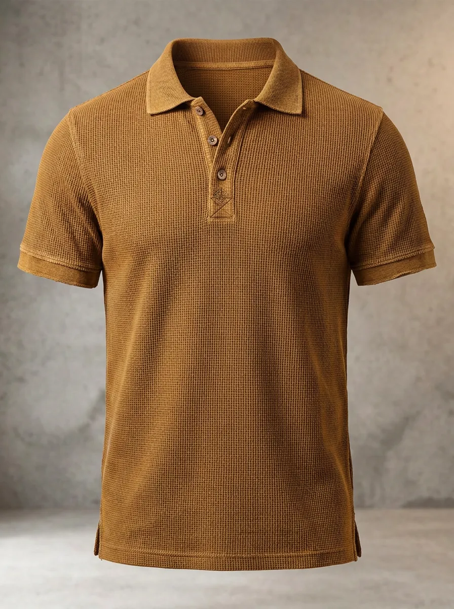 Waffle-Knit Men's Polo Shirt