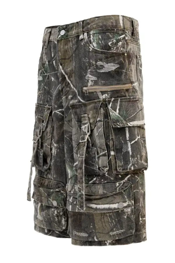 Men's Utility Camo Print Baggy Cargo Shorts