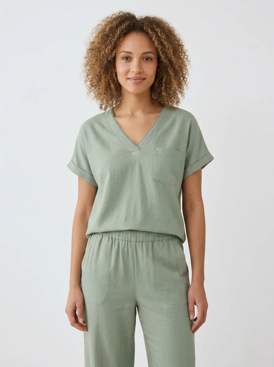 Versatile Relaxed Women's V-Neck Casual Lounge Set