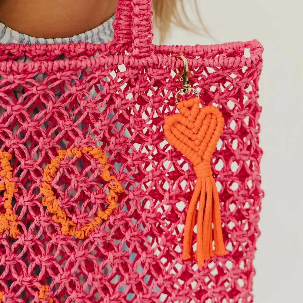 Heart Macrame Bag Charm Key Chain
