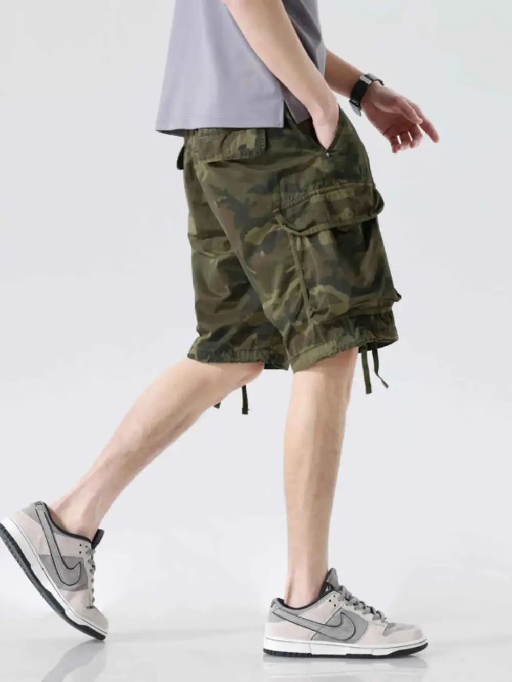 Camouflage Cargo Shorts with Multiple Pockets
