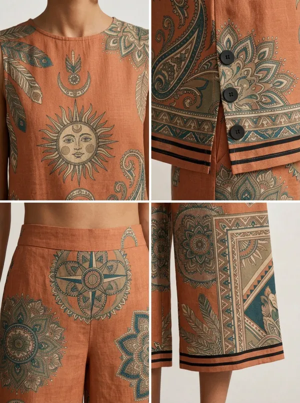 Women's Boho Sun Mandala Paisley Printed Sleeveless Set