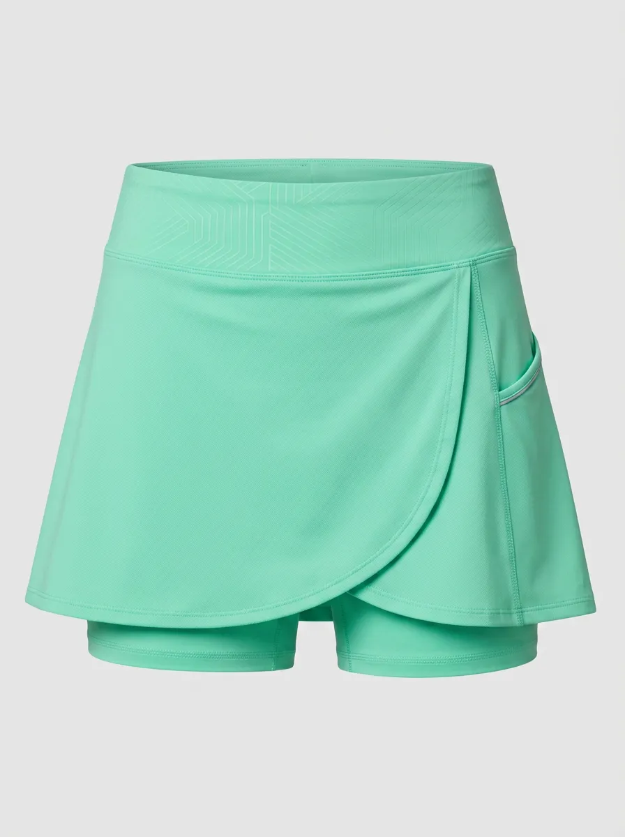 Women's Athletic Mint Green Solid Color Printed Skort