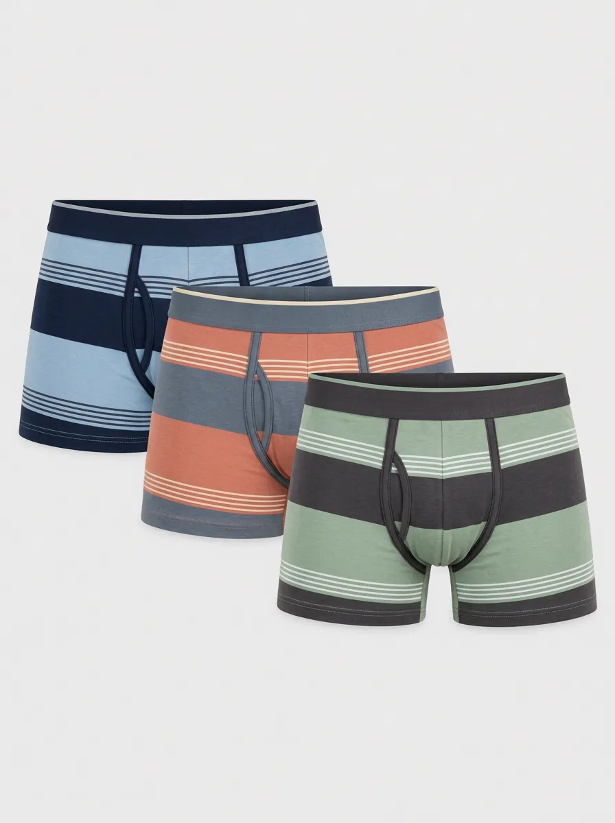 Men's Multicolor Striped Boxer Briefs - 3 Pack Classic Boxer Briefs 3-Pack