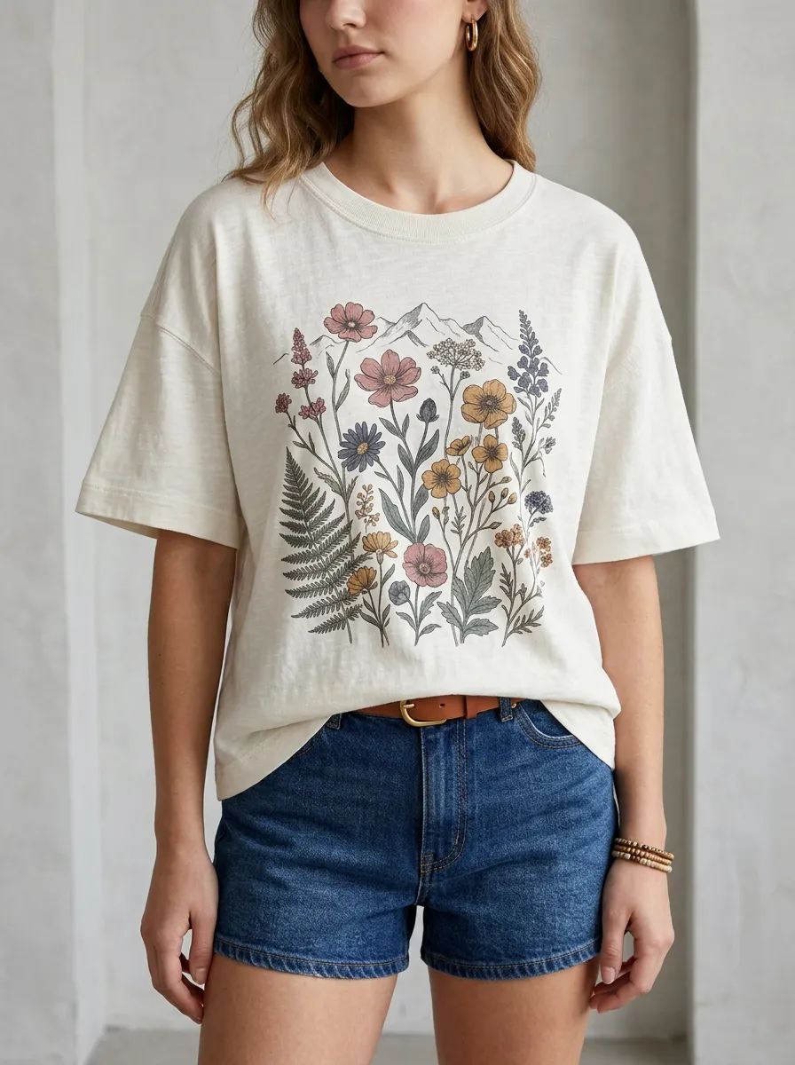Women's Mountain Wildflower Graphic T-Shirt