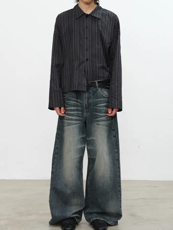Balloon Vintage-Wash Whisker-Fade Jeans
