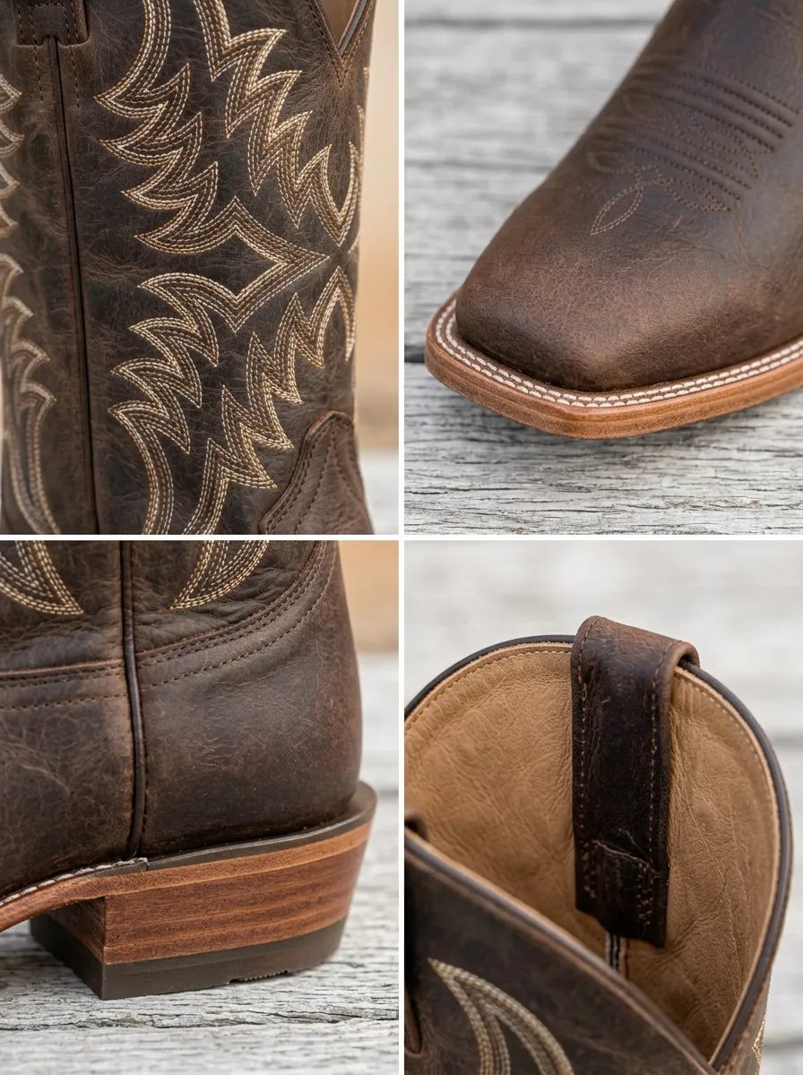 Men's Western Cowboy Embroidered Brown Leather Boots