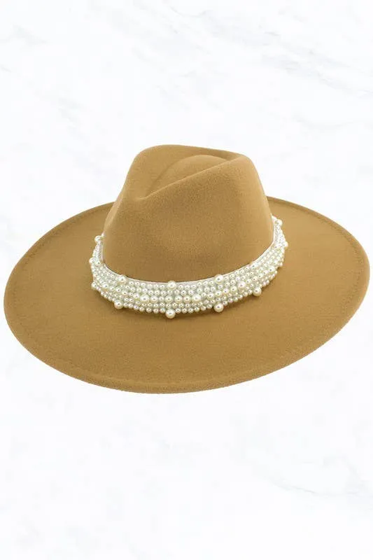Big Brim Peach Heart Top Jazz Pearl Hat