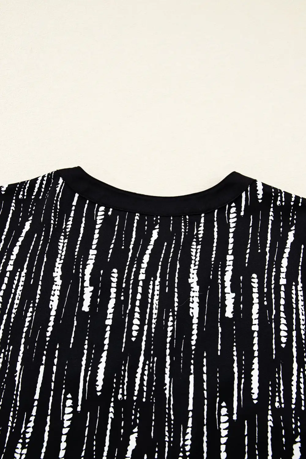 Black Abstract Printed V Neck Fall Blouse