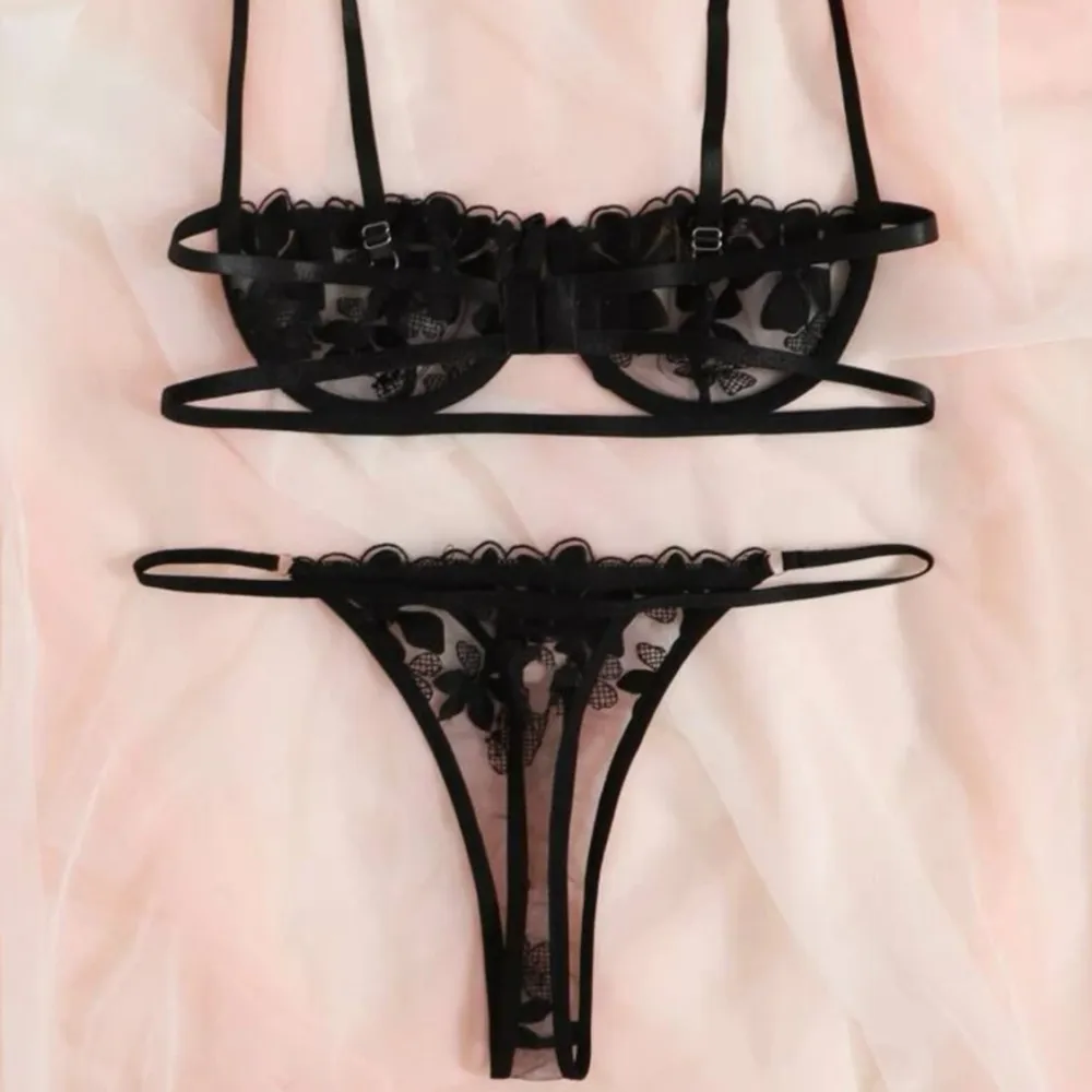 Modern Floral Mesh Lingerie Set