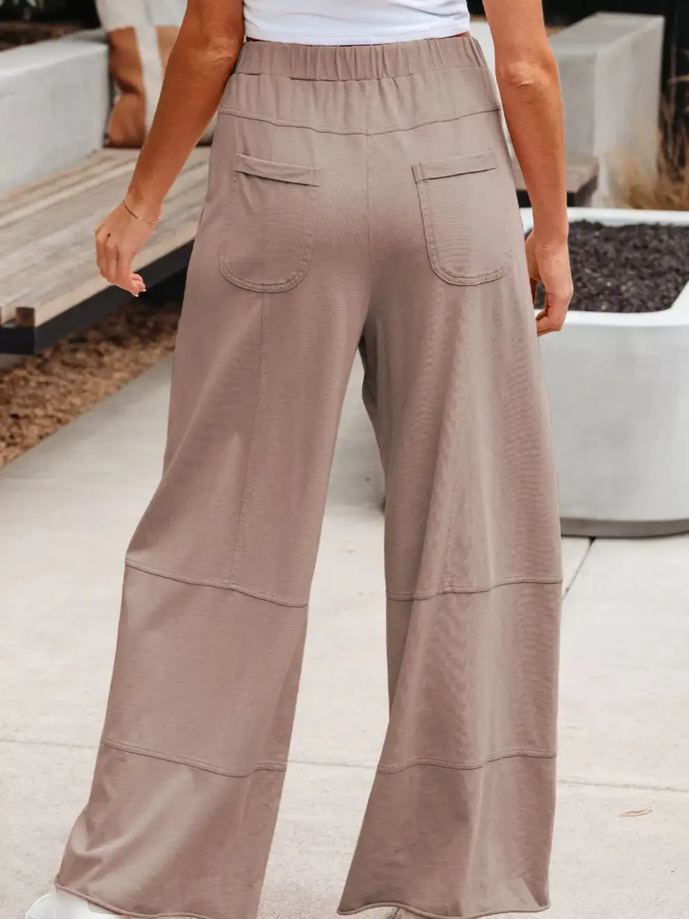 Wide Leg Drawstring Elastic Waist Mineral Wash Cargo Pants