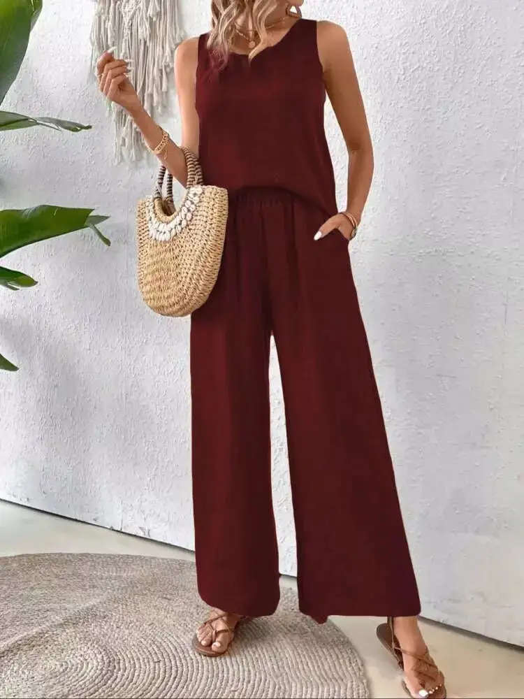 Round Neck Tank and Pants Set