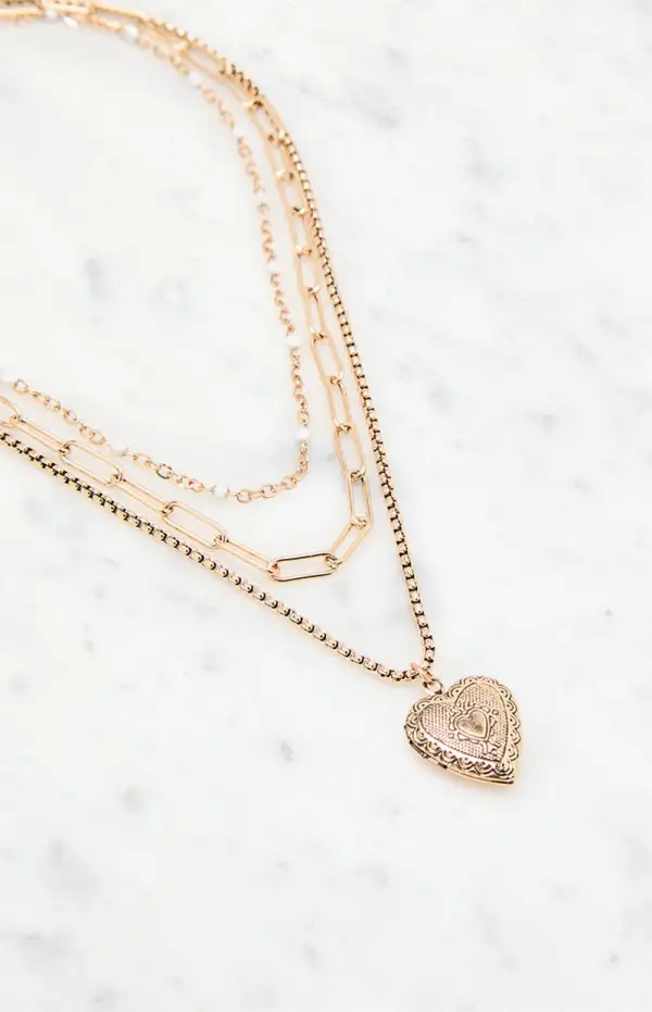 LA Hearts Olivia Heart Layered Necklace