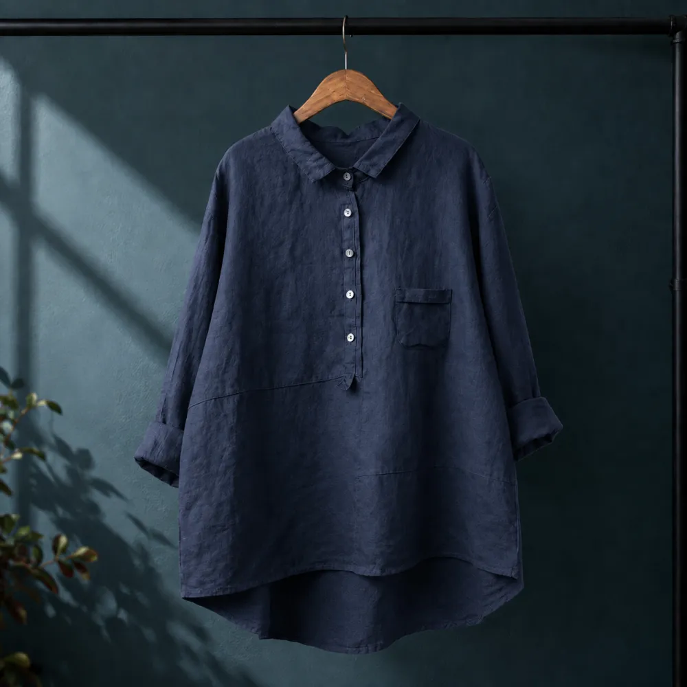 Refined Relaxed Collared Blouse