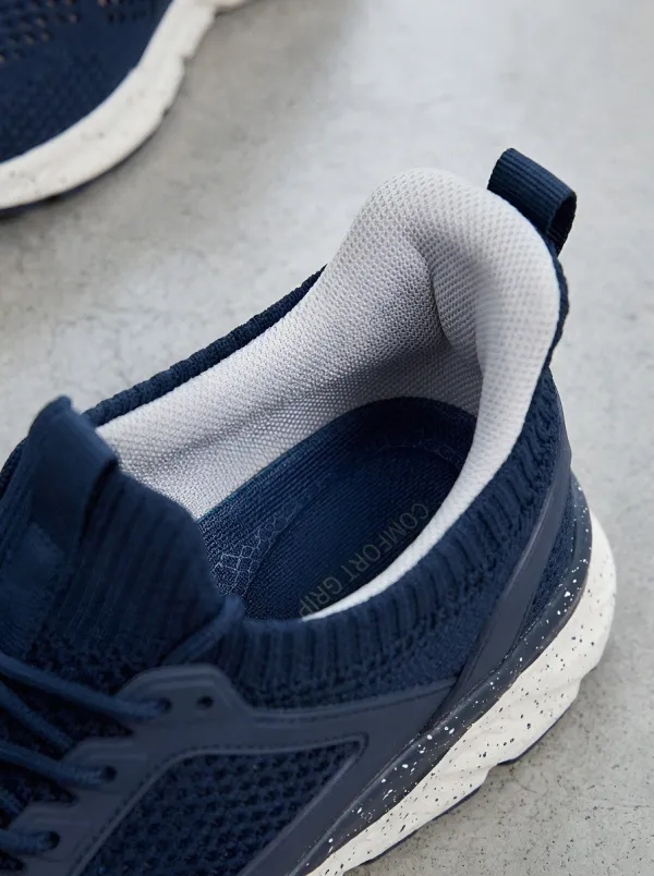 Men's Knit Speckled Sole Mesh Athletic Sneakers