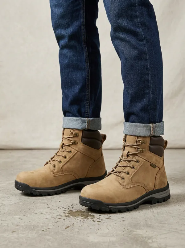 Unisex Outdoor Waterproof Tan Leather Work Boots